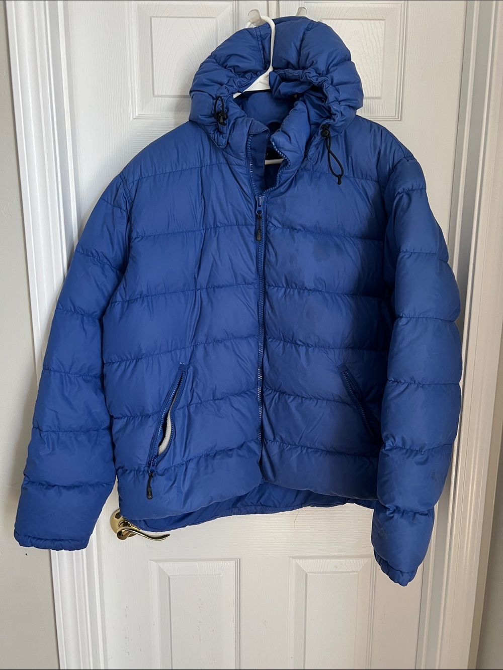 Lands' End Royal Blue Hooded Puffer Coat